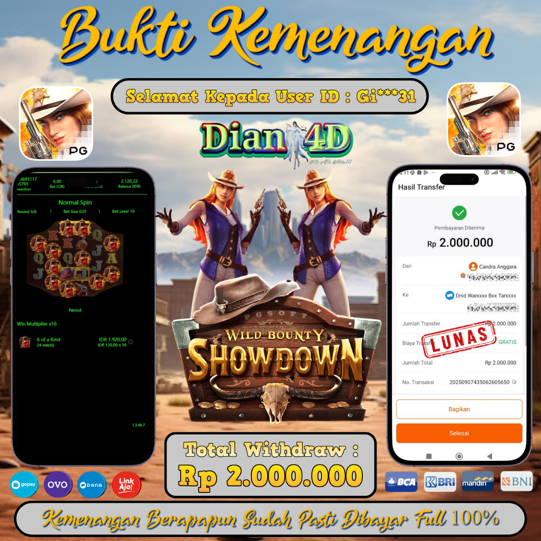 Selamat Kepada User Id : Ah****31 Telah Berhasil Mendapatkan Kemenangan Di Permainan